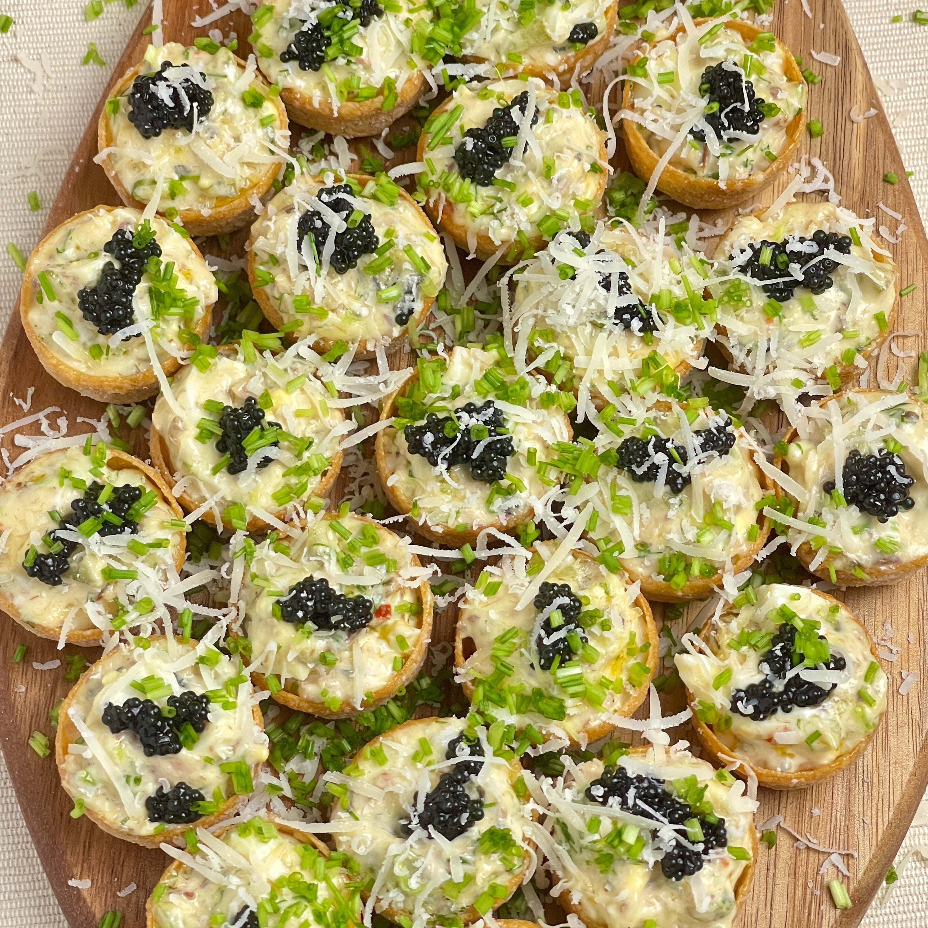 Sardine and Egg Tartlets with Cornichon, Dill and Roe