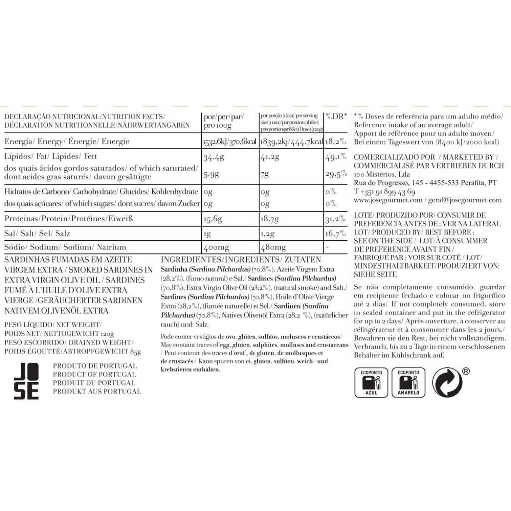 Rökta sardiner i extra jungfruolja