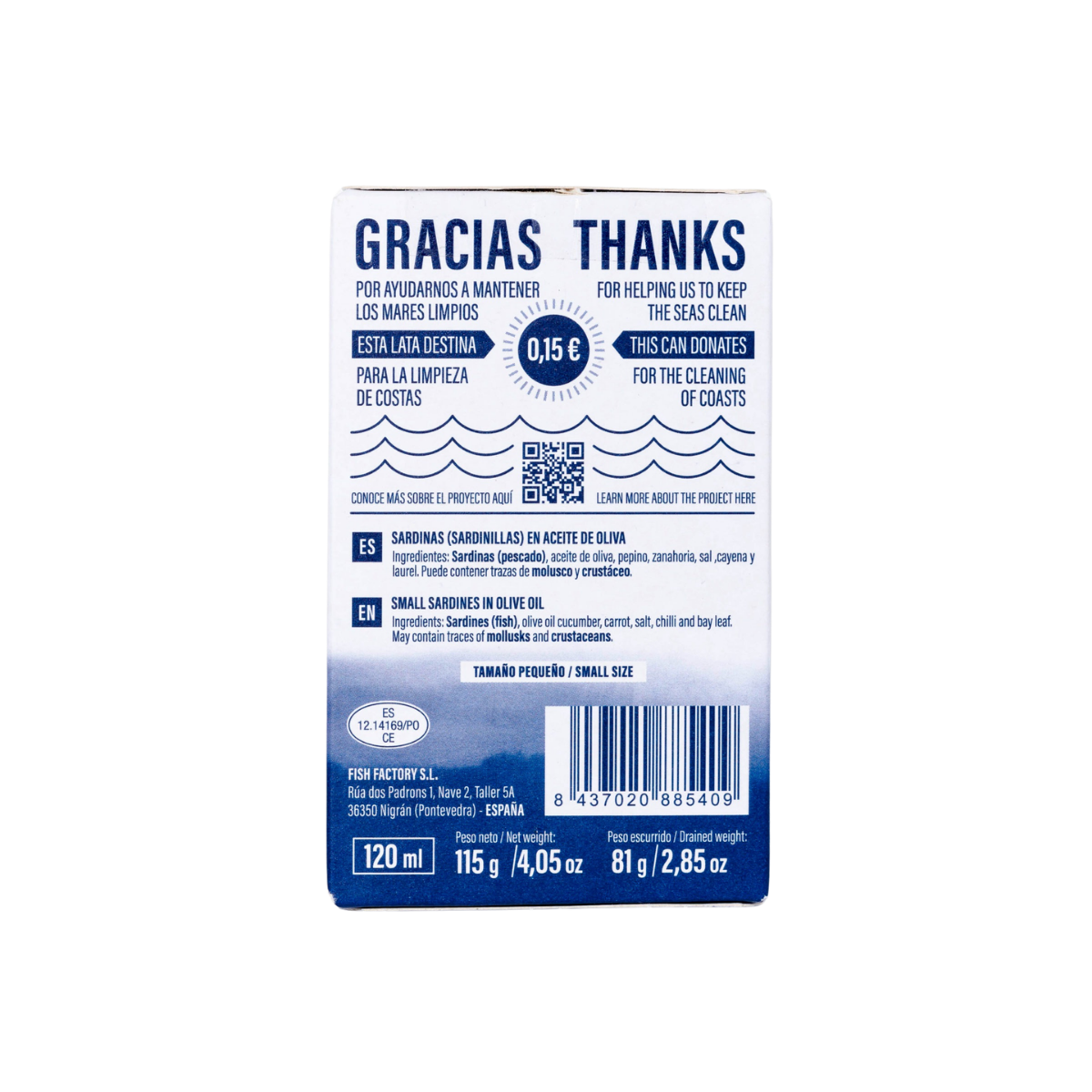 Små sardiner i stark olivolja