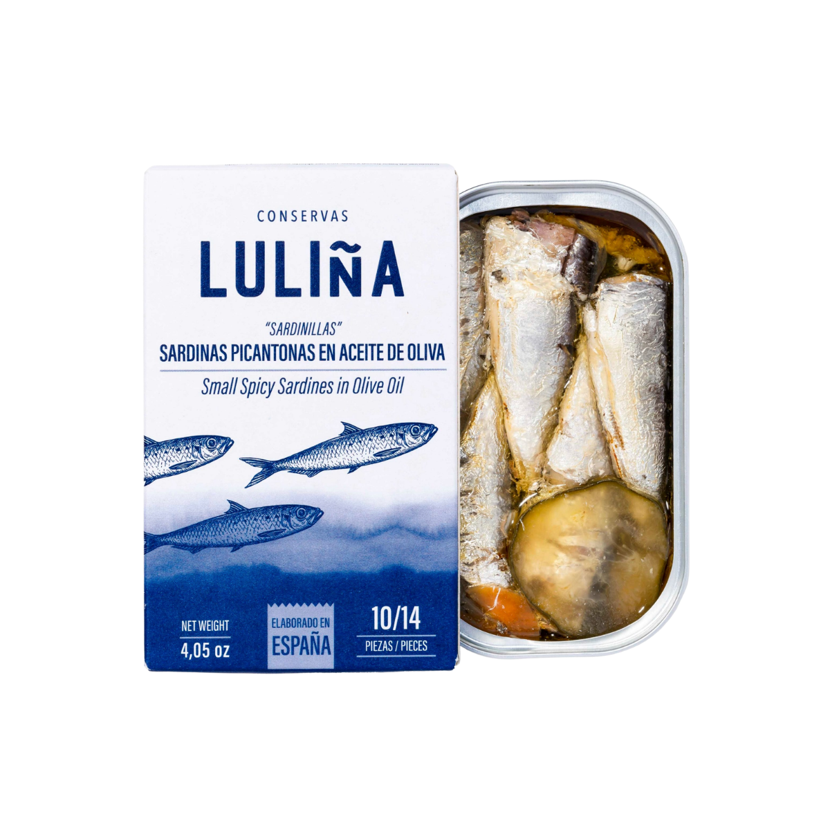 Små sardiner i stark olivolja