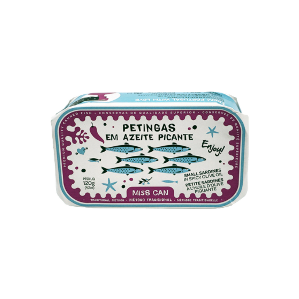 Små sardiner i kryddig olivolja