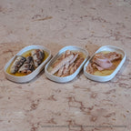 Sofishticated gift box with three Portuguese fish tins